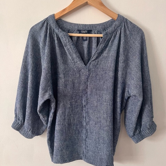 Chaps Tops - Chaps Heathered Blue Blouse